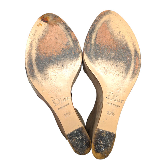 Christian Dior Monogram Strappy Wedge Sandals Brown Beige 39.5 - Picture 6 of 11
